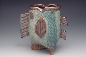Hand Built Fish Vase Med